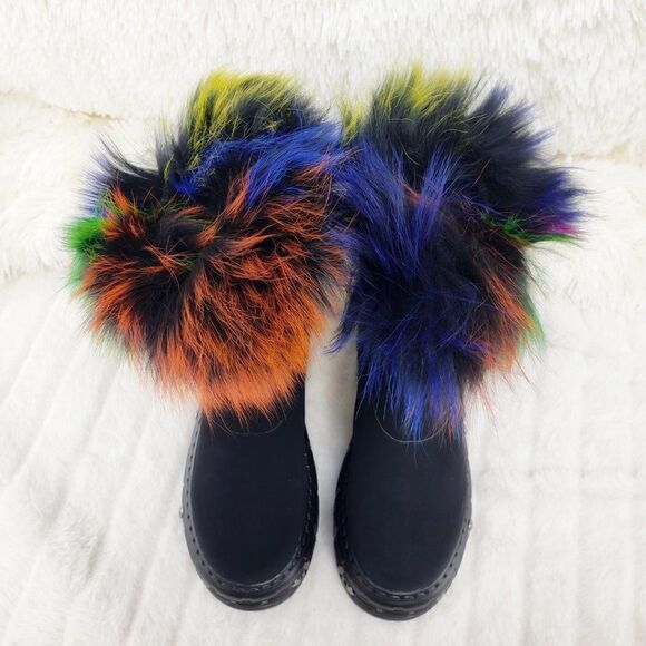 BRAND NEW! Sz 10 Furry Goth Platform Punk Ankle Boots - Picture 4 of 16